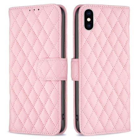 Matt iPhone Xs fodral med rombmönster - Rosa