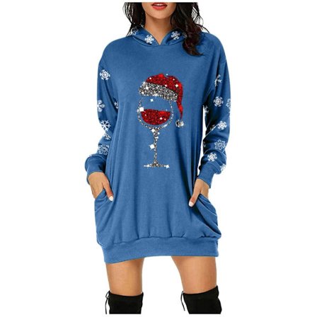 Julklänningar för kvinnor Sweatshirt Klänning Santa Outfits Vestidos Para Navidad De Mujer Party Festlig Tröja