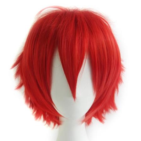 Wekity Unisex Anime Kort Cosplay Paryk Med Pandehår Varmebestandigt Hår, Rød