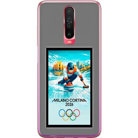 Kompatibelt Mobildeksel til Xiaomi Redmi K30 Ishockeyillustrasjon med spillere i bevegelse på isen, Milano Cortina 2026, Milan-landemerker og olympisk