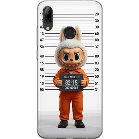 Yhteensopiva Puhelinkuori Huawei Huawei P smart 2019 Söpö piirretty pupuhahmo vankilavaatteissa ja vankinumerolla taustana mittamerkinnät