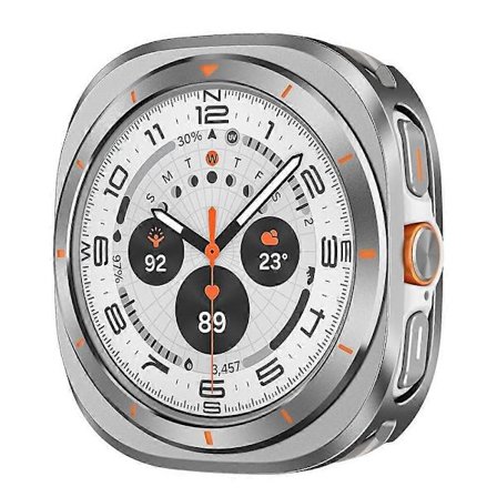 Metallinen PC-kellokotelo Samsung Galaxy Watch Ultra 47mm:lle, harmaa oranssi