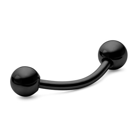 10mm černý piercing banánek s kuličkami z titanu pro muže - Piercing do ucha - Piercingové šperky