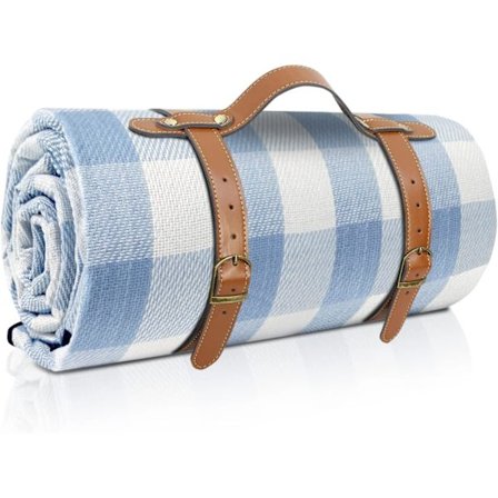 80”x 80” Extra stor picknickfilt, Vattentät och hopfällbar strandfilt, 3-lagers utomhusfilt för 6 till 8 vuxna