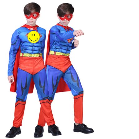 Halloween Muscle Costume Cosplay Hulk Costume for barn Avengers Anime Costume (print superman) L