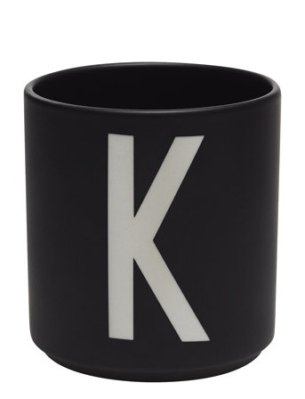Black Porcelain Cups A-Z Black Design Letters