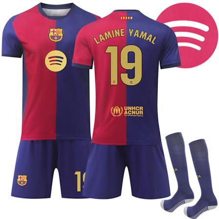 Barcelona Hemma Barn Långärmad Fotbollströja Kit 2024-2025 Nr 19 Yamal 28