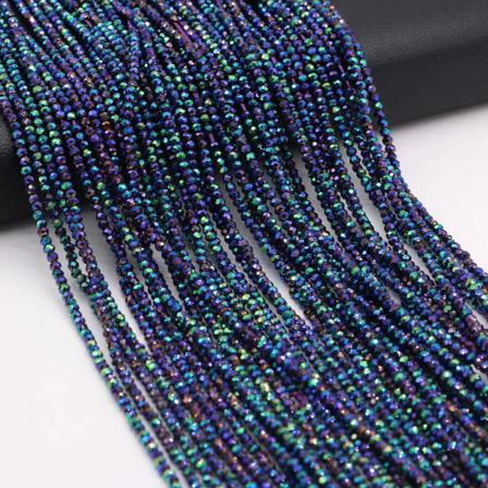 2 mm 2 st/ Set Natursten Spinell Färgglada Små Pärlor Fasettslipade glaspärlor för smyckestillverkning DIY Halsband Armband Tillbehör purple-green