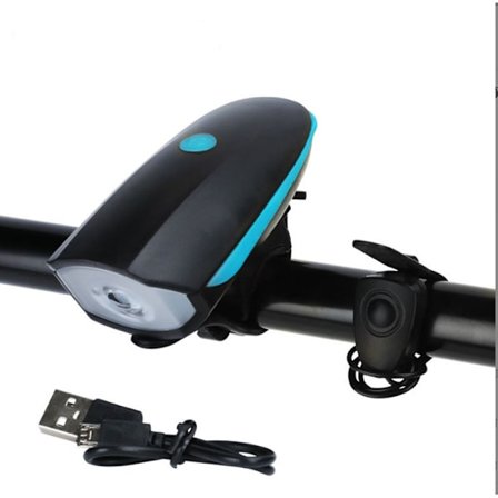 Sykkelforlykt med elektrisk horn (blå)