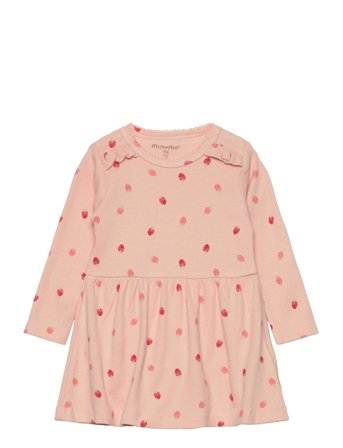Dress Ls Aop Rib Pink Minymo