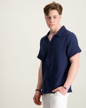 RYVLS Leo Structure Pique Blå Piké Kille - Kids Brand Store