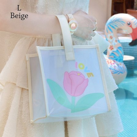 Gennemsigtig taske Skuldertaske BEIGE L