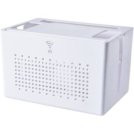 Dobbeltlags Wifi Router Opbevaringsboks Skrivebordsbase Trådorganiseringsboks Digitalboks Artikel Skjult Opbevaringsboks Hvid