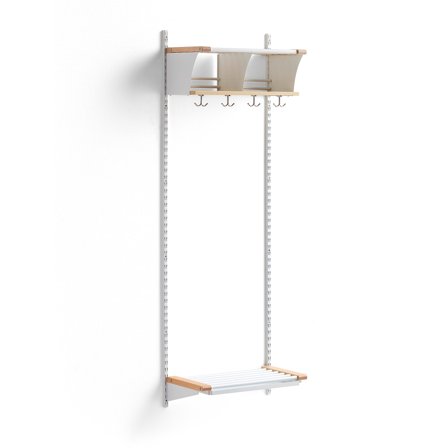 Garderobenschrank JEPPE mit 2 Fächern, Grundelement, 1790x600x310 mm, weiß/birke