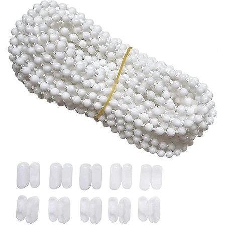 10 Meter Vertikal Bundkæde til Persienner Med 10 Kuglekædeforbindelser Klemmer Til 3,5 Tommer/ 89 Mm Lameller -Yx