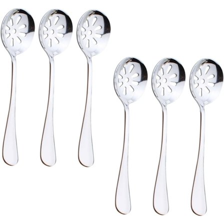 Små serveringsskeer sæt med 6 rustfri stål hulskeer genanvendelige redskaber