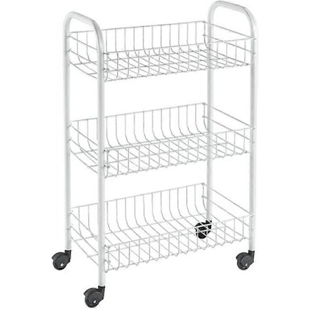 Serveringsvagn Siena med 3 Hyllor, Metall, Vit, 23 x 41 x 63 cm