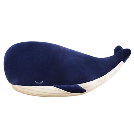 Stor blå hval plys bamse hval blød pude