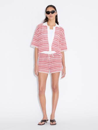 Holzweiler Kelp Striped Shorts - Red Stripe - Women's - S