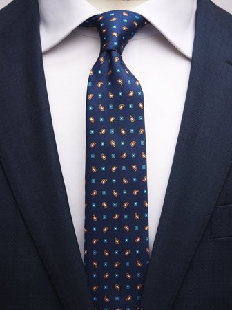 John Henric Men's Blaue Paisley Krawatte Size 6,5