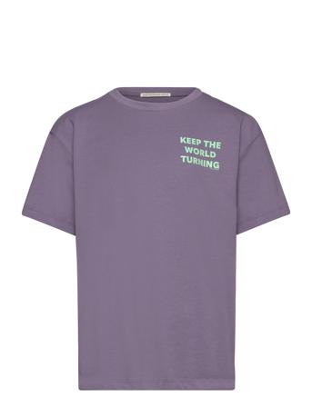 Over Printed T-Shirt Tops T-Kortærmet Skjorte Purple Tom Tailor