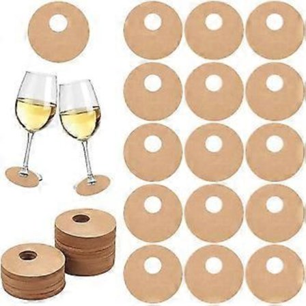 150 st Vin Glas Markörer i Papper 7 cm Tomma Runda Glas Namnlappar Burlywood Vit Färg Engångs Vin Tag Dryck Charm DIY Identifiering