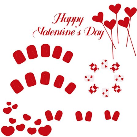 24 stk. Valentinsdag Klæb på Negle Hjerte Kunstige Negle Blankt Tryk på Negle