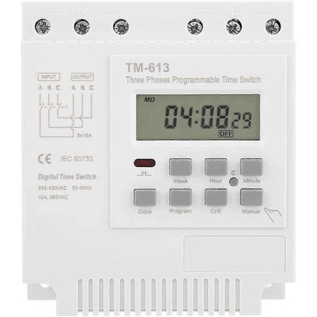 380v programmerbart tidsrelæ, TM-163 50-60hz mini strømafbrydelse smart digitalt ugentligt programmerbart kontrol strømtimerkontakt, trefaset 