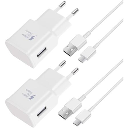 2 nopeaa laturia, 1,5 m kaapeli, yhteensopiva Samsung Galaxy S22 S21 S20 S8 S10 S9 Plus Note 7 8 9 10 A53 LG, HTC 2-pack/white
