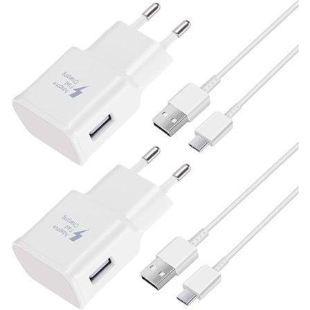 2 stk. hurtigoplader, 1,5 m kabel, kompatibel med Samsung Galaxy S22 S21 S20 S8 S10 S9 Plus Note 7 8 9 10 A53 LG, HTC