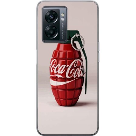 Kompatibel Mobilcover til OnePlus OnePlus Nord N300 Kunstnerisk illustration af Coca Cola granatæble i rødt og grønt, pop art inspireret motiv med