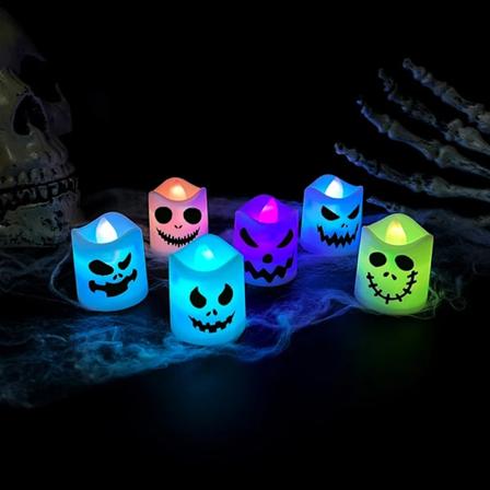 Halloween LED Spøkelseslys 6 stk Glødende Lampe Dekorasjon Spøkelseshus Skrekkrekvisitter 6PCs
