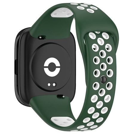 Xiaomi Redmi Watch 3 / Lite 3 / 3 Active kaksivärinen silikoniranneke - Tummanvihreä / Valkoinen