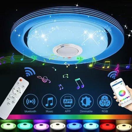 LED Taklampa med Bluetooth-högtalare – 24W RGB Dimbar, App & Fjärrkontroll, Stjärnhimmel Taklampor