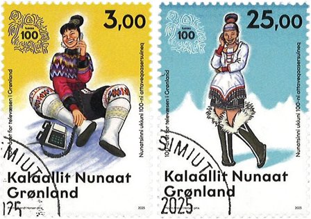 Grønland - Televæsen 100 år - Stemplet sæt 2v