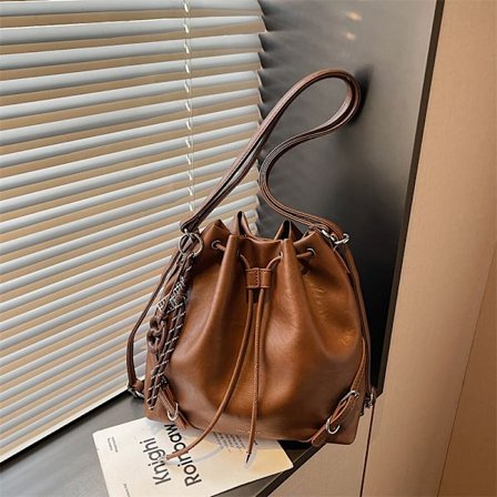 Dame bøtteveske, PU-lær, high-end retrostil.