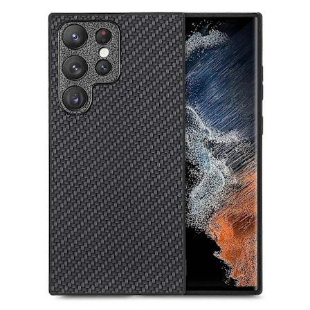 For Samsung Galaxy S25 Ultra Deksel Karbonfibertekstur PU PC TPU Telefon Bakdeksel - Svart