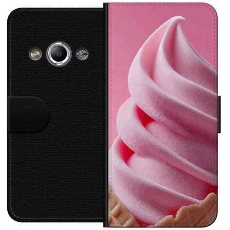 Kompatibel Tegnebogsetui til Samsung Galaxy Xcover 3 Rosa Isvaffel med cremet blød is i pastel lyserød sød sommerlig og stilfuld design med et glas