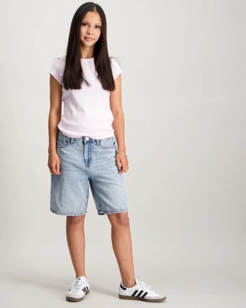 Abercrombie AFB LONG DENIM SHORT Blanc Shorts Fille - Kids Brand Store