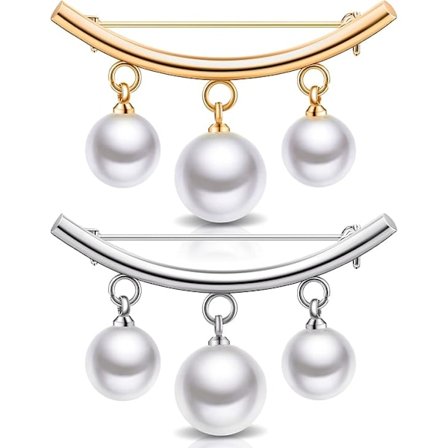 2 stycken konstgjorda pärlbrocher Säkra mot exponering av halsringningen