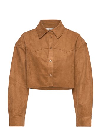Monki Cropped Western Shirt - Brown - M