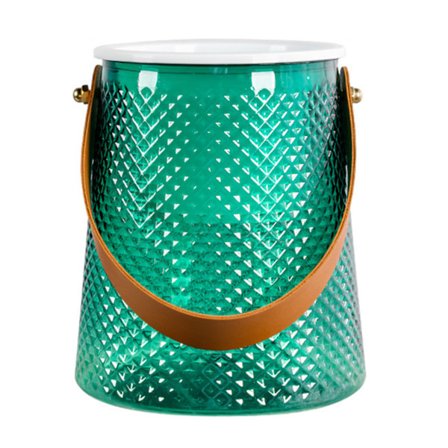 Blomsterpotte i imiteret glas med læderhåndtag Selvabsorberende vandblomsterpotte til hjemmehave Transparent Grøn