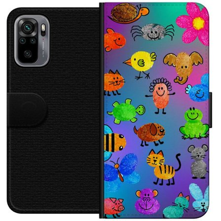 Kompatibel Tegnebogsetui til Xiaomi Redmi Note 10S Little Scribble Friends