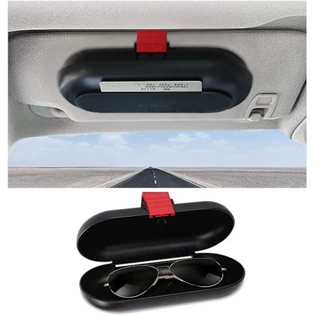 1 stk svart bilbrilleetui, uttrekkbar solskjermsolbrilleholder