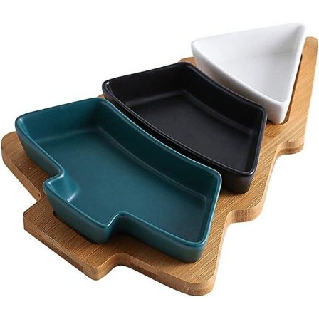 Julgransformad serveringsbricka i keramik för frukt och godis