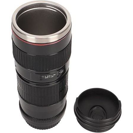 Kameralins kaffemugg 400 ml rostfritt stål reselins koppar (svart)