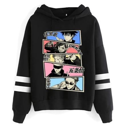 Unisex Jujutsu Kaisen Anime Yuji Itadori Hoodies Herr Harajuku Gojo Satoru Kawaii Manga Grafisk Streetwear Sweatshirts Tröjor black61004 Asian XL