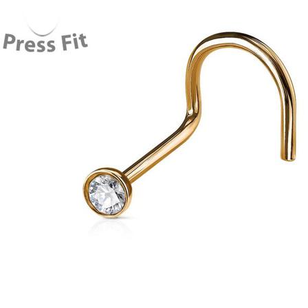 1 Skruvbar Näspiercing I Roseguldpläterad 316l Stål Med Med Cz