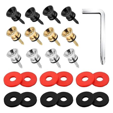 12 kpl Ukulelen hihnan lukituspainikkeiden sarja, kumirenkaat ja metalliset päätynaulat akustiselle Ukulelelle