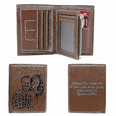 Personlige PU læder punge med graveret navn og foto